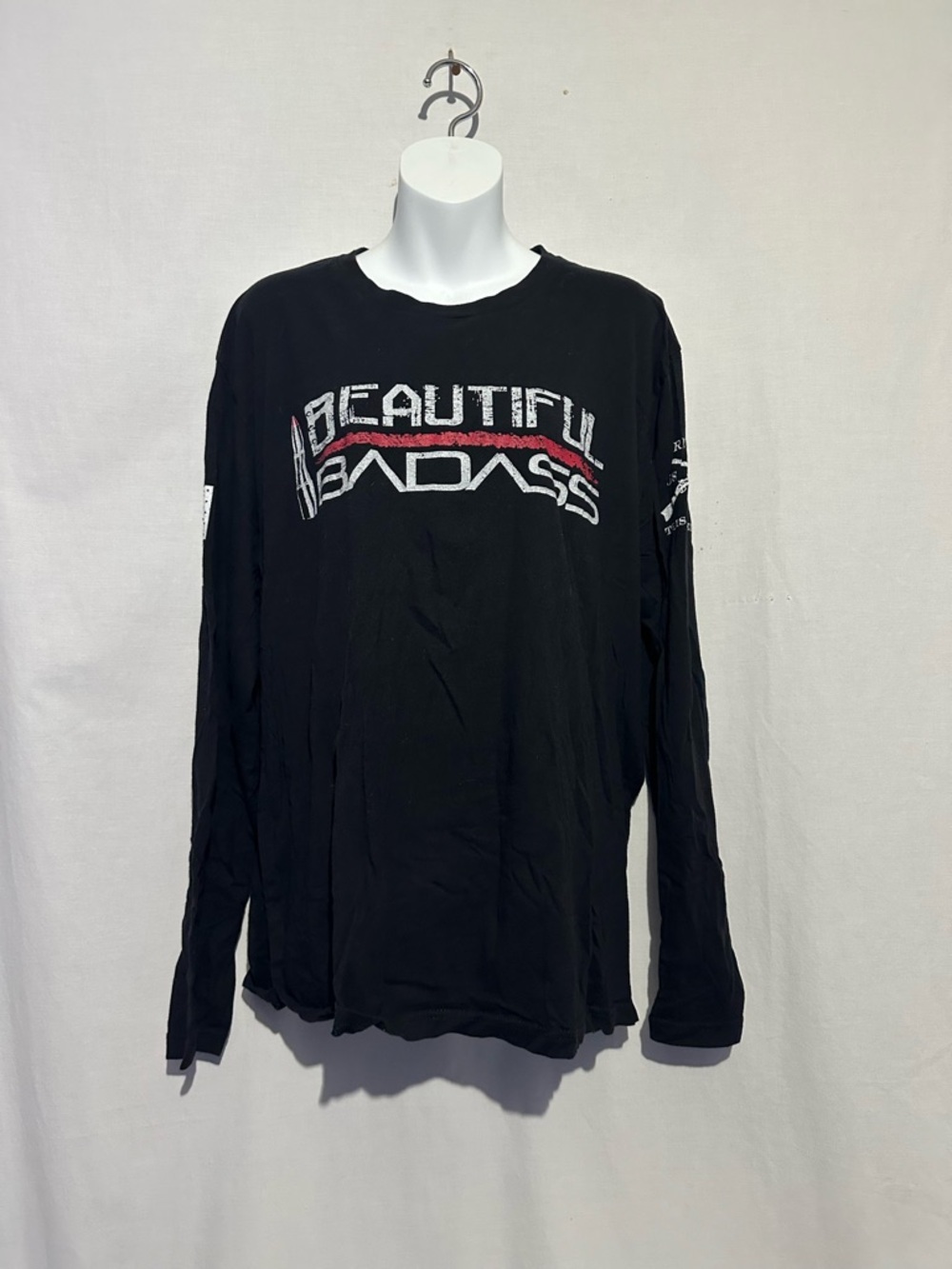 Grunt Style Black Long-Sleeve 'Beautiful Badass' Graphic Tee size XL